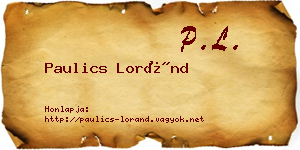 Paulics Loránd névjegykártya